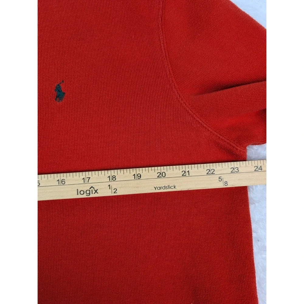 VTG Polo‎ Ralph Lauren  1/4 Zip Sweater Men's L Orange Cotton Knit Pullover